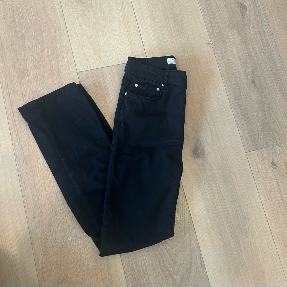Zara Women's Black Premium Denim Collection Straight Leg Black Size 2
